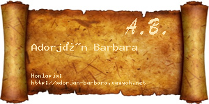 Adorján Barbara névjegykártya