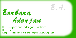barbara adorjan business card