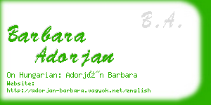 barbara adorjan business card